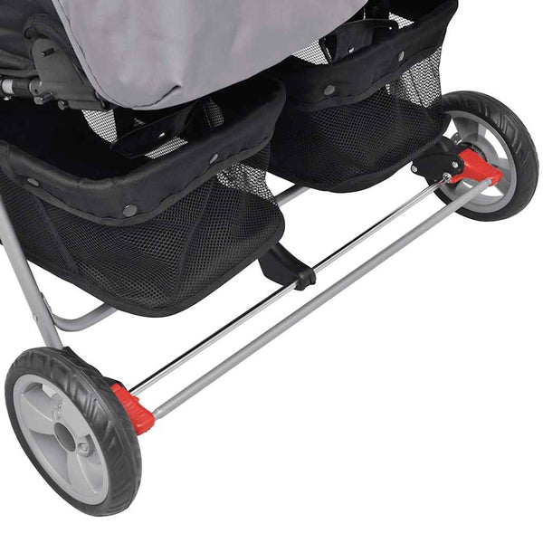 Zwillingskinderwagen Stahl Grau Schwarz