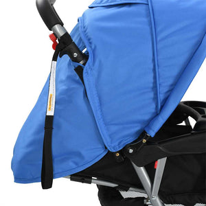vidaXL Poussette double tandem en acier bleu et noir