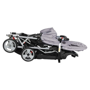 vidaXL Poussette double en acier Gris et noir