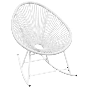 Weißer Poly Rattan Schaukelstuhl