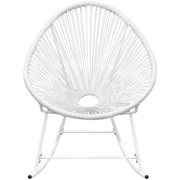 Weißer Poly Rattan Schaukelstuhl