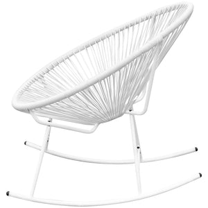 Weißer Poly Rattan Schaukelstuhl