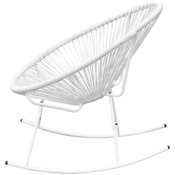 Weißer Poly Rattan Schaukelstuhl