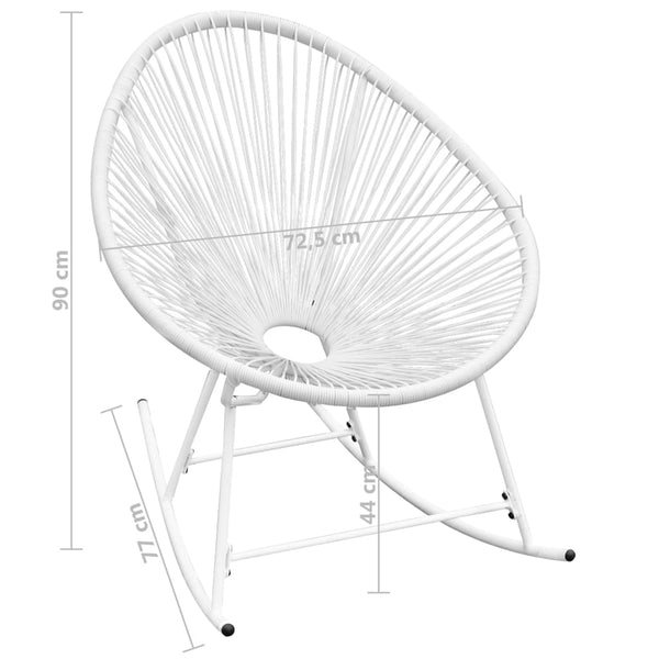 Weißer Poly Rattan Schaukelstuhl