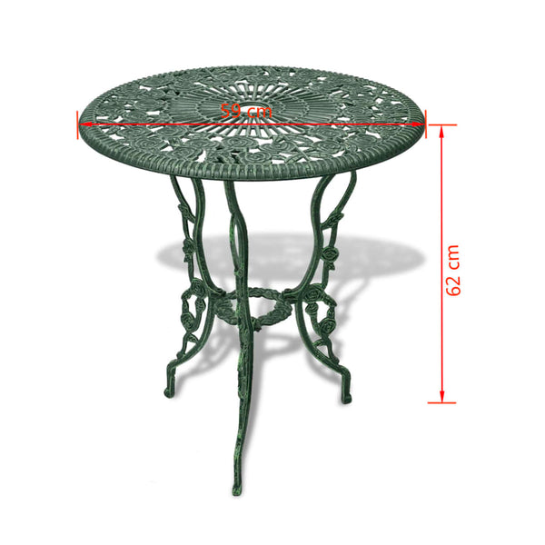 3-tlg. Bistro-Set Aluminiumguss Grün