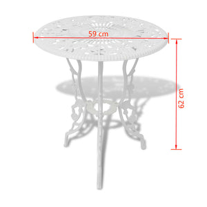 3-tlg. Bistro-Set Aluminiumguss Weiß