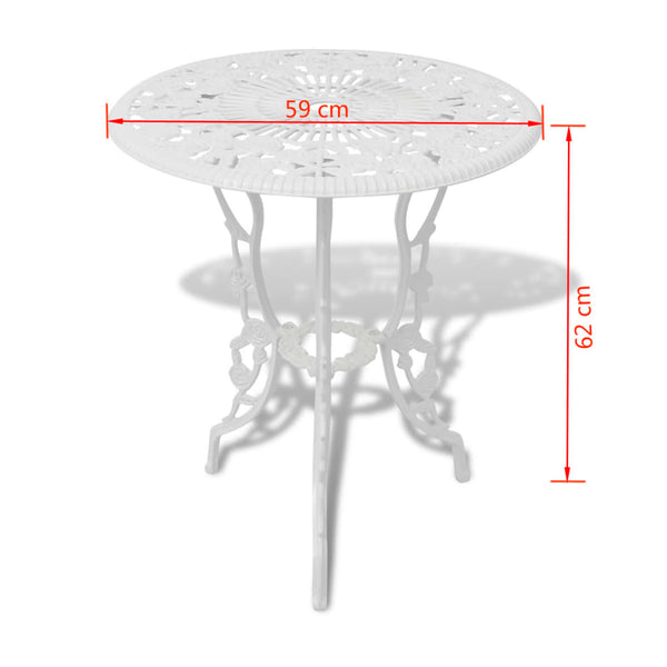 3-tlg. Bistro-Set Aluminiumguss Weiß