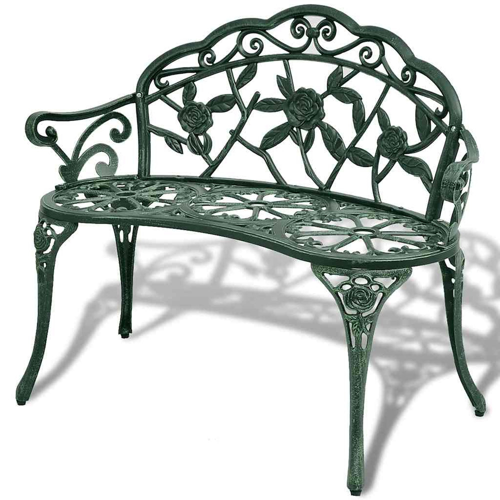 Grüne Gartenbank aus Aluminiumguss, 100 cm