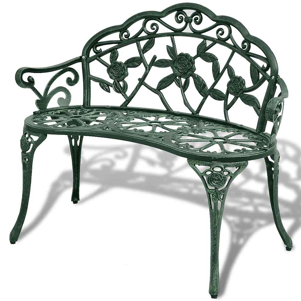 Grüne Gartenbank aus Aluminiumguss, 100 cm