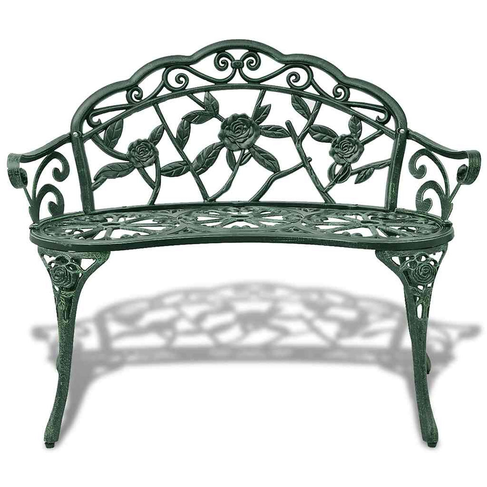 Grüne Gartenbank aus Aluminiumguss, 100 cm