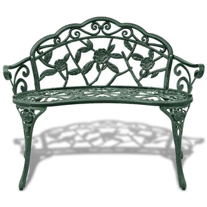 Grüne Gartenbank aus Aluminiumguss, 100 cm