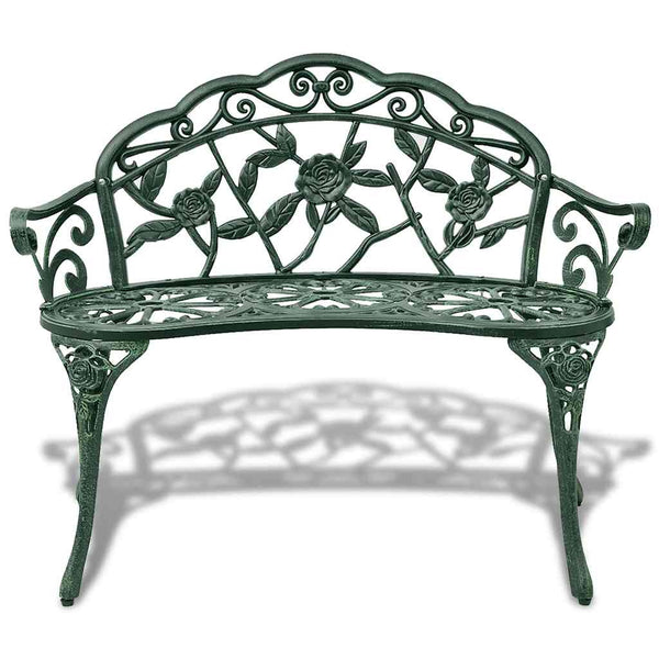 Grüne Gartenbank aus Aluminiumguss, 100 cm