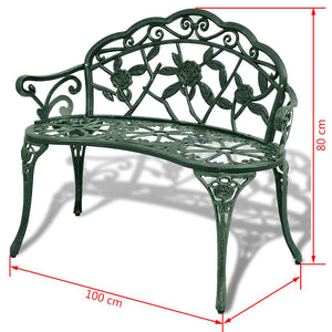 Grüne Gartenbank aus Aluminiumguss, 100 cm