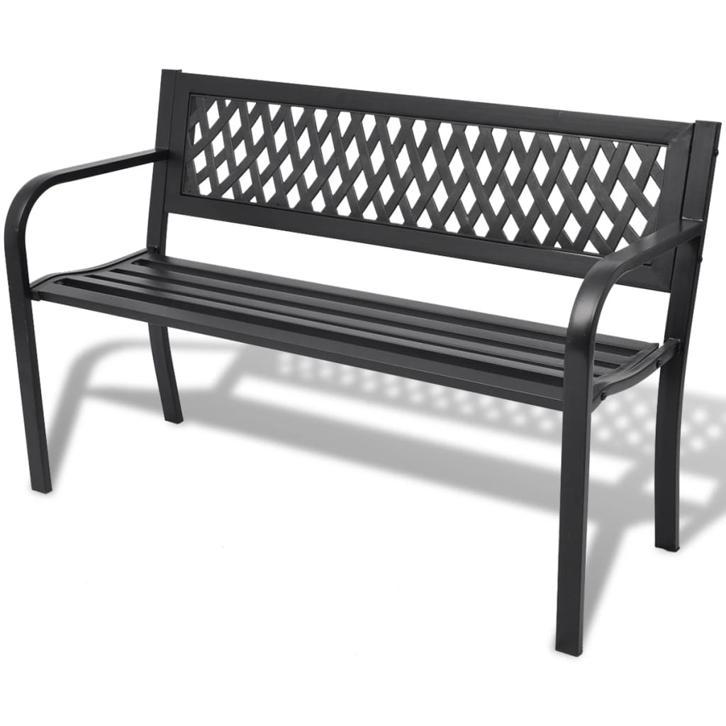 Gartenbank Stahl Schwarz 118cm