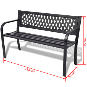 Gartenbank Stahl Schwarz 118cm