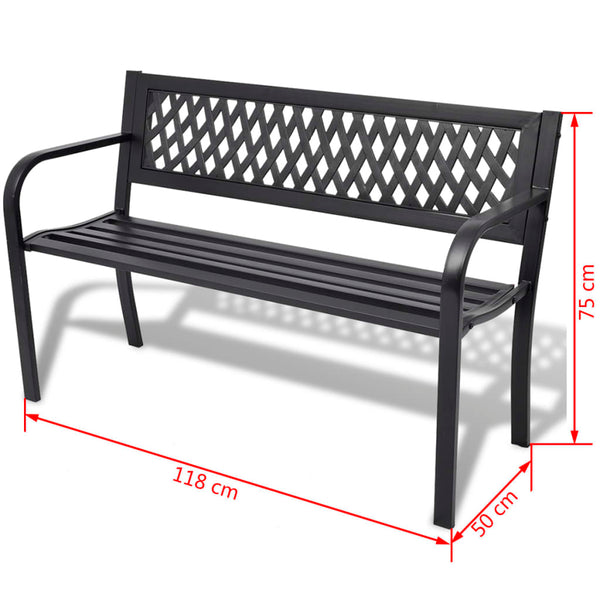 Gartenbank Stahl Schwarz 118cm