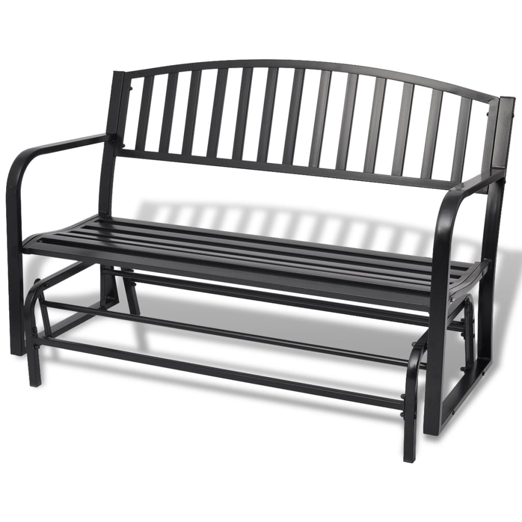 Schwarze Schaukelbank aus Stahl