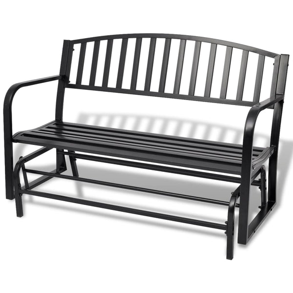 Schwarze Schaukelbank aus Stahl