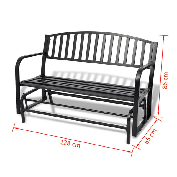 Schwarze Schaukelbank aus Stahl