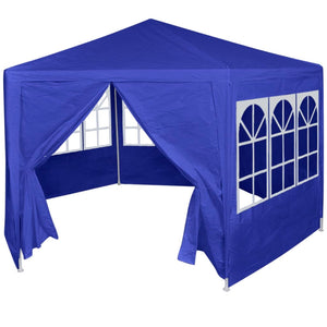 Blaues Festzelt mit 6 Seitenwänden 2x2 m