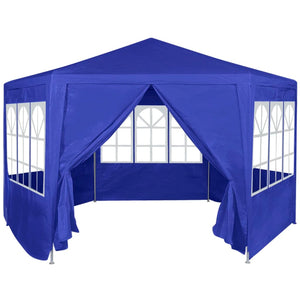 Blaues Festzelt mit 6 Seitenwänden 2x2 m