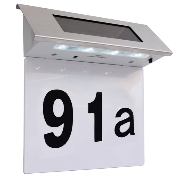 Solar LED Hausnummer Leuchte Edelstahl