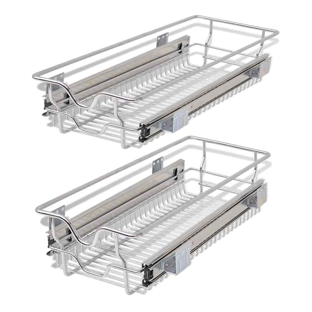 vidaXL Tiroir de rangement coulissant 2 pcs Argent 300 mm