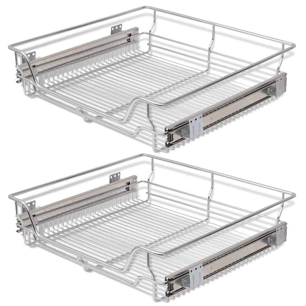vidaXL Tiroir encastrable coulissant en panier 2 pcs Argenté 600 mm