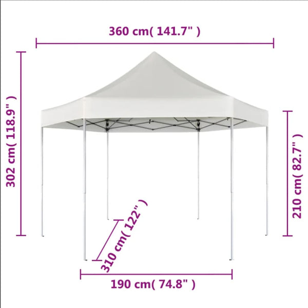 Faltbares Partyzelt, Hexagonal, Grau, 3,6x3,1m