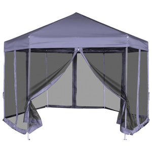 Faltpavillon Sechseck Dunkelblau 3,6x3,1 m