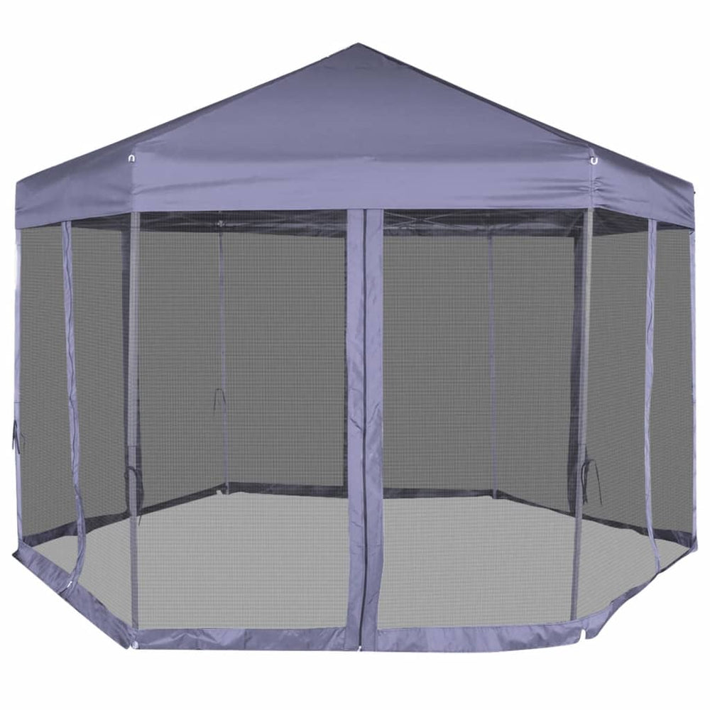Faltpavillon Sechseck Dunkelblau 3,6x3,1 m