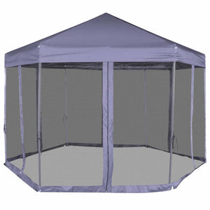 Faltpavillon Sechseck Dunkelblau 3,6x3,1 m
