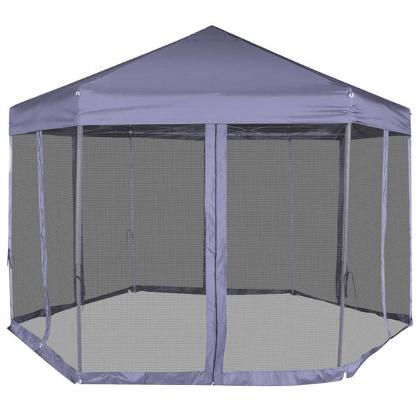 Faltpavillon Sechseck Dunkelblau 3,6x3,1 m