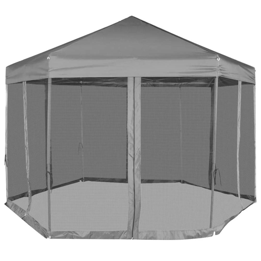 Hexagonales Pop-Up Partyzelt Grau 3,6x3,1m