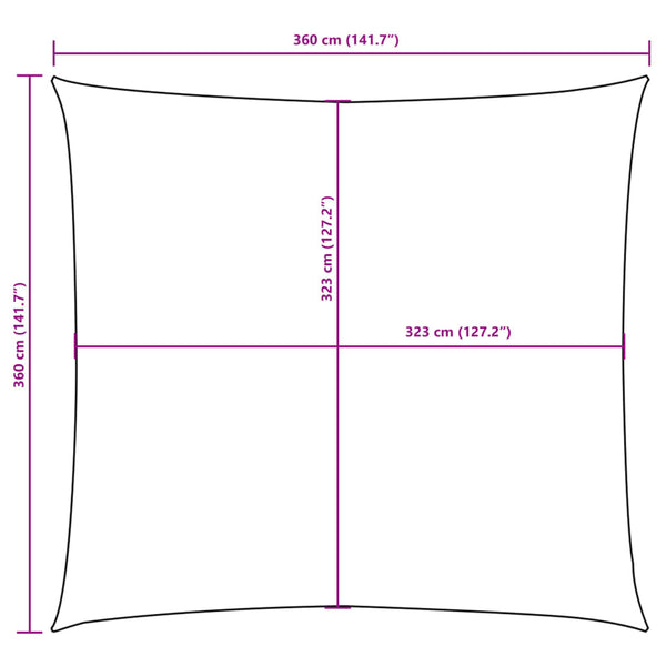 Quadratisches Sonnensegel Oxford 3,6x3,6m Anthrazit