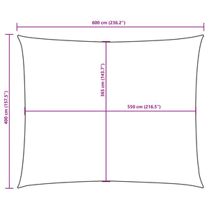 Rechteckiges Sonnensegel Oxford 4x6m Anthrazit