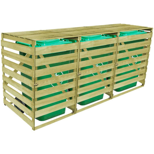Mülltonnenbox für 3 Tonnen aus Holz