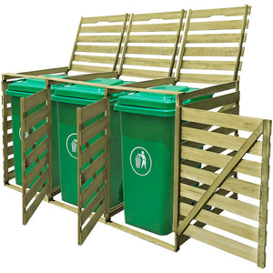 Mülltonnenbox für 3 Tonnen aus Holz