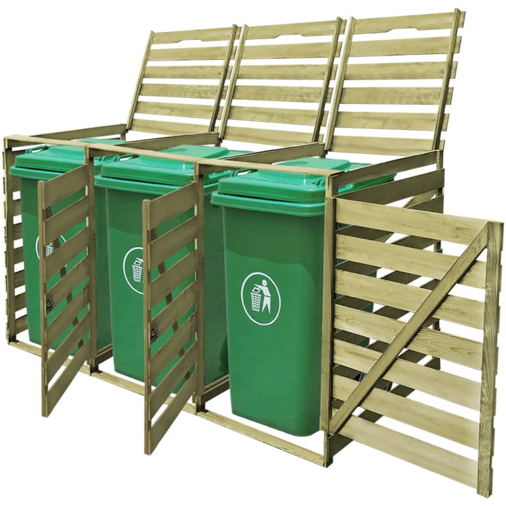Mülltonnenbox für 3 Tonnen aus Holz