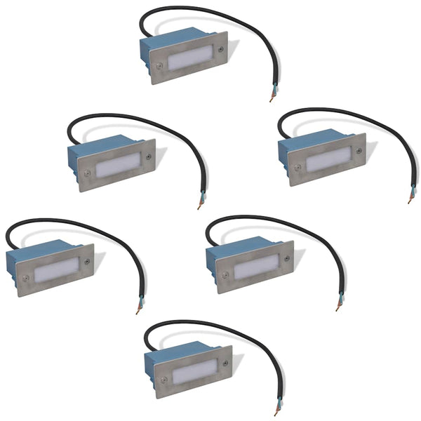 vidaXL Appliques murales LED encastrables pour escaliers 6 pcs 44x111x56 mm
