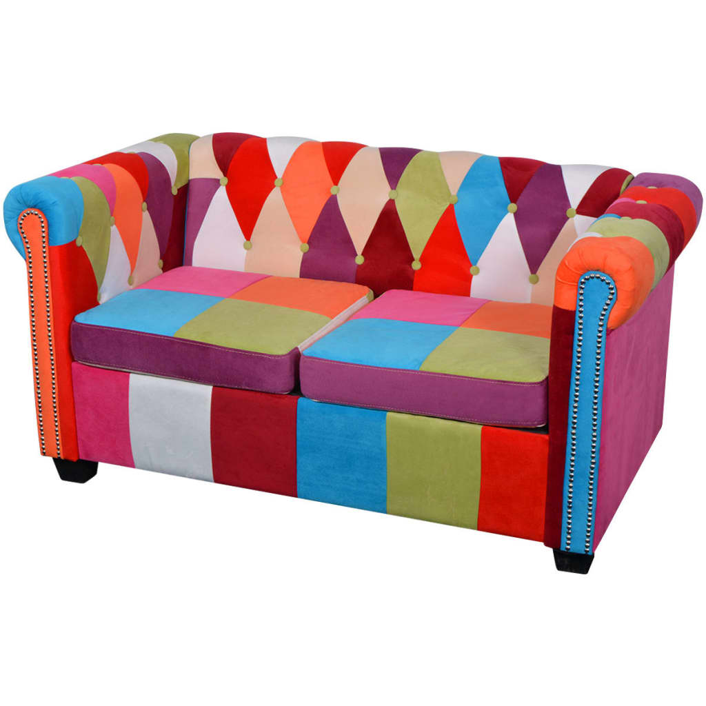 Chesterfield-Sofa 2-Sitzer-Sofa Stoff
