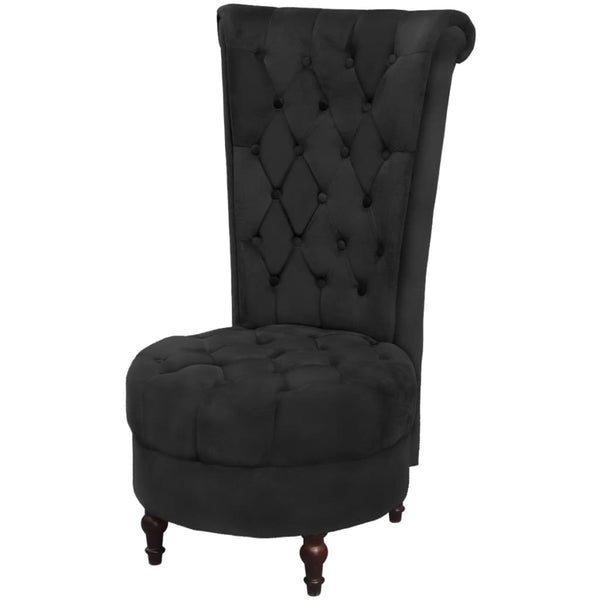 vidaXL Fauteuil à dossier haut en tissu noir