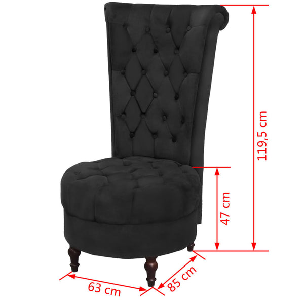 vidaXL Fauteuil à dossier haut en tissu noir