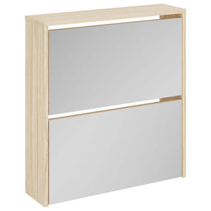 Meuble à chaussures vidaXL avec 2 compartiments, miroir, aspect chêne 63x17x67 cm
