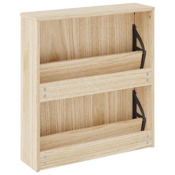 Meuble à chaussures vidaXL avec 2 compartiments, miroir, aspect chêne 63x17x67 cm