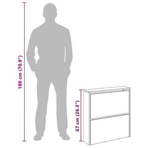 Schuhschrank mit 2 Fächern Spiegel Weiß 63x17x67 cm