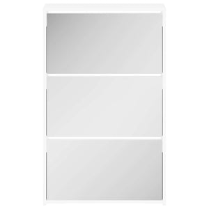 Schuhschrank mit 3 Fächern Spiegel Weiß 63x17x102,5 cm