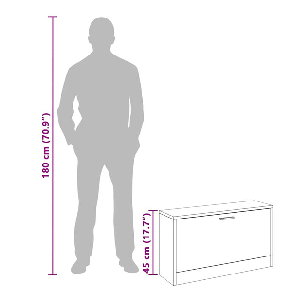 Schuhbank Eiche 80x24x45 cm
