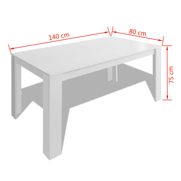 vidaXL Table de salle à manger 140x80x75 cm Blanc