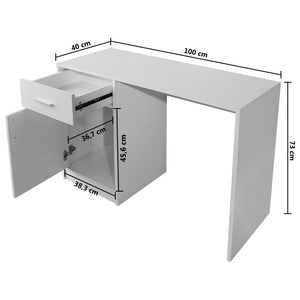 Schreibtisch mit Schublade und Schrank Weiß 100x40x73 cm